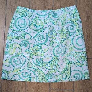 Lilly Pulitzer Vibrant Fish Print Mini Skirt - Green and Yellow